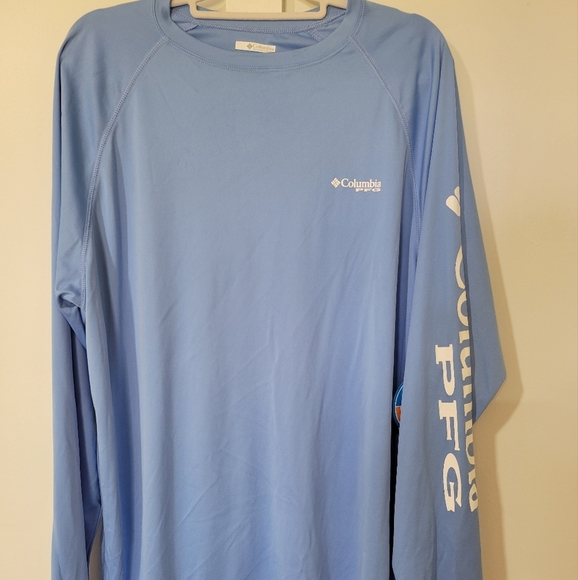 Columbia PFG Light Blue Long Sleeve Shirt - Picture 1 of 7